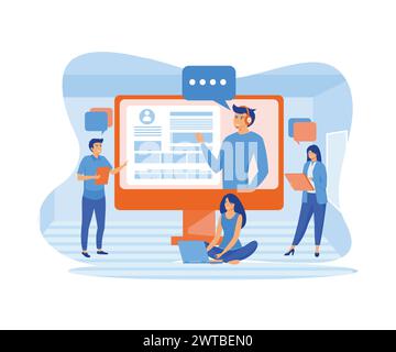 Online assistant 1 Concept. Virtual help service. Advises client. Customer and operator, online technical support. flat vector modern illustration Stock Vector
