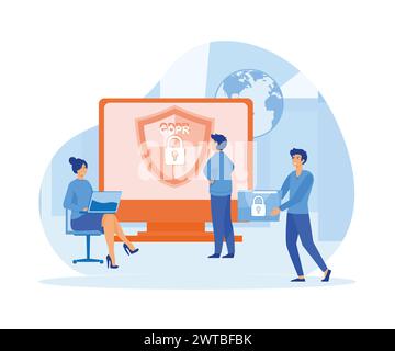 People protecting business data and legal information. General privacy regulation for protection of personal data. flat vector modern illustration Stock Vector