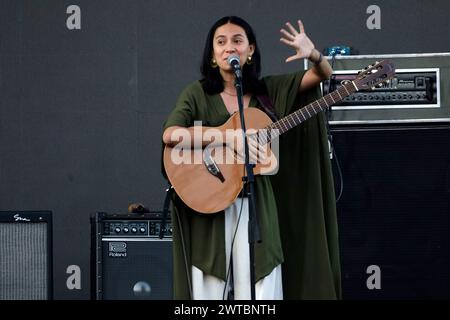 Mexico City, Mexico. 16th Mar, 2024. Laura Itandehui is performing at a free concert for the 'Time for Women: Festival for Equality' in Mexico City, Mexico, on March 16, 2024. (Photo by Luis Barron/Eyepix Group) Credit: NurPhoto SRL/Alamy Live News Stock Photo