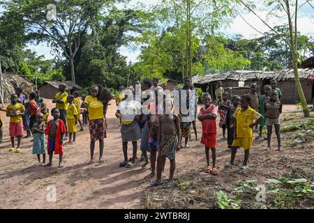 Pygmies of the Baka or BaAka people, Bayanga, Sangha-Mbaere Prefecture, Central African Republic Stock Photo