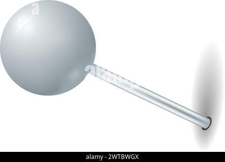 Blank metal sewing pin mockup. Realistic fastener Stock Vector