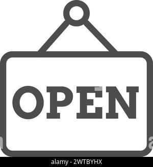 Open sign black line icon. Entry symbol Stock Vector