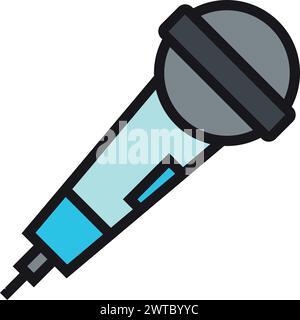 Microphone color icon. Karaoke singing device symbol Stock Vector
