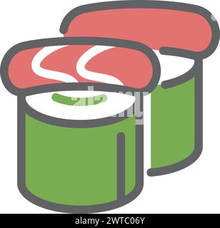 Sushi icon. Japanese traditional food color symbol Stock Vector