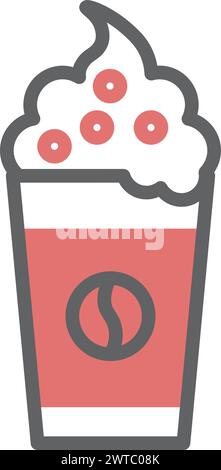 Coffee cup with whipped cream. Cafe drink symbol Stock Vector