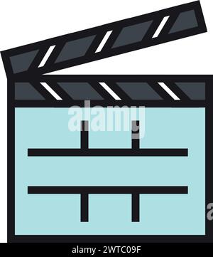 Clapper color icon. Movie production. Clapboard symbol Stock Vector