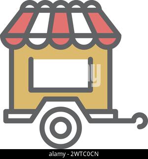 Food cart icon. Color street cafe service Stock Vector