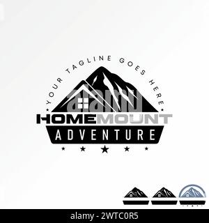 Logo design graphic concept creative premium vector stock icon abstract emblem mountain and roof house adventure. Related to home travel hotel lodging Stock Vector