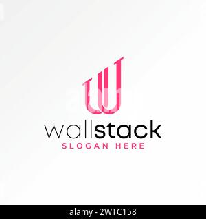 Logo design graphic concept creative premium vector stock letter initial W or UU font line connected up chart. Related to typography monogram branding Stock Vector