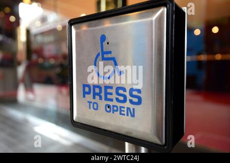 File photo dated 15/09/14 of a disabled entrance door button. Plans for a new Scottish benefit which would support around 66,000 people currently receiving Disability Living Allowance have been revealed. Issue date: Sunday March 17, 2024. Stock Photo