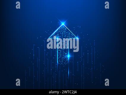 Arrow technology background, arrow rising upwards It shows the rapid development and growth of technology in both learning and industries that use tec Stock Vector