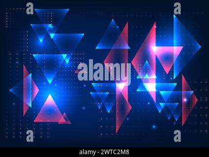 Abstract technology background geometric shape Triangles are placed dimensionally on top of each other. Showing modern hi-tech wallpapers and posters. Stock Vector
