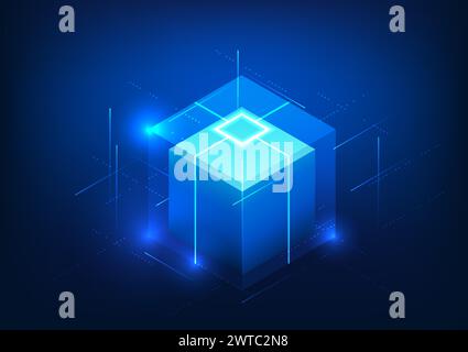 Blockchain technology Rectangular boxes stacked on top of each other Represents a data storage system that is networked through computer encryption. I Stock Vector