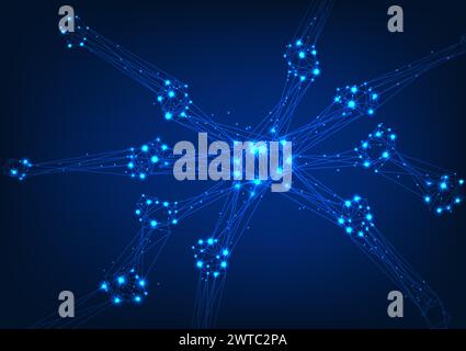 Blockchain technology Lines that connect and break into straight lines Represents the data storage technology system. that are linked together into a Stock Vector