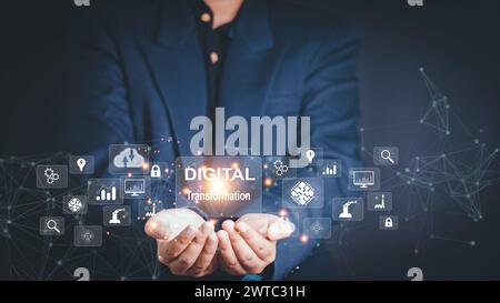 Digital transformation technology strategy, digitization and digitalization of business processes and data, optimize and automate operations, customer Stock Photo