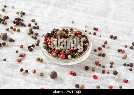 5 berry mix, a blend of different peppers on a white background Stock Photo