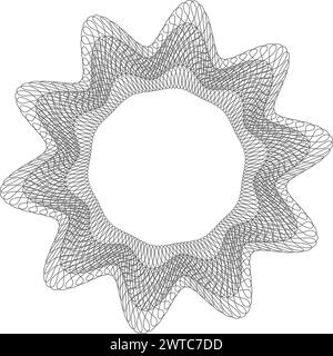 Round secure watermark. Radial line pattern emblem Stock Vector