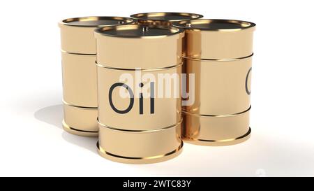 Gold barrel oil 3d render Stock Photo