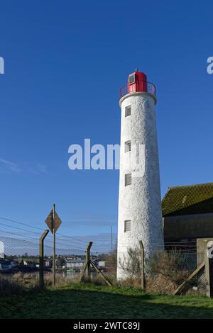 The Old Montrose Harbour rear Lighthouse built by the Stevensons at the turn of the Century on the north Quay side of the Port. Stock Photo