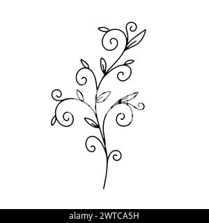 Monochrome black and white floral chinoiserie style leaf isolated on white background Stock Vector