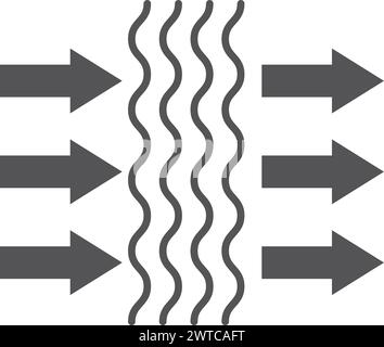 Air moving direction sign. Conditioning black icon isolated on white background Stock Vector