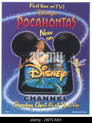 1997 Pocahontas on Disney's TV channel promo ad Stock Photo