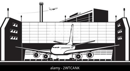 Aircraft engine test stand at airport - vector illustration Stock ...