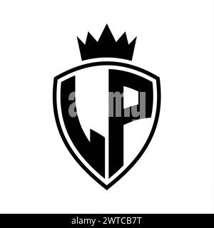LP Letter bold monogram with shield shape and sharp crown inside shield ...