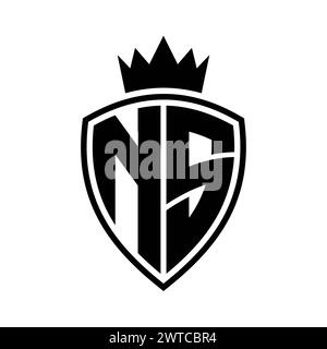 NS Letter bold monogram with shield shape and sharp crown inside shield ...