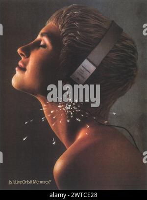 1990 Memorex Headphones Ad Stock Photo