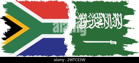 Saudi Arabia and South Africa grunge flags connection, vector Stock Vector