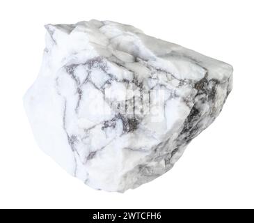 specimen of natural raw howlite mineral cutout on white background Stock Photo