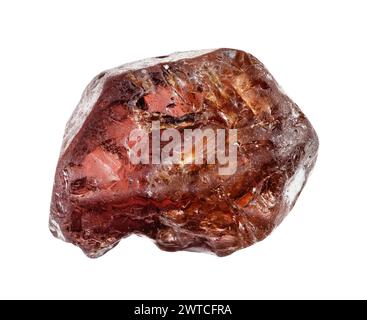 specimen of natural tumbled hyacinth zircon crystal cutout on white background Stock Photo