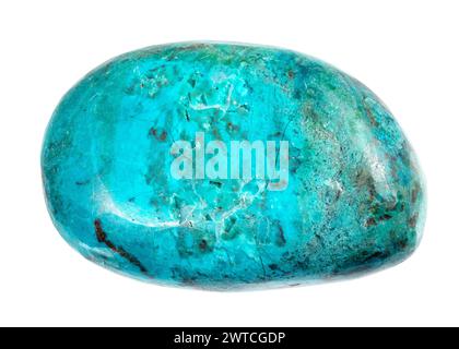 specimen of natural tumbled chrysocolla gemstone cutout on white background Stock Photo