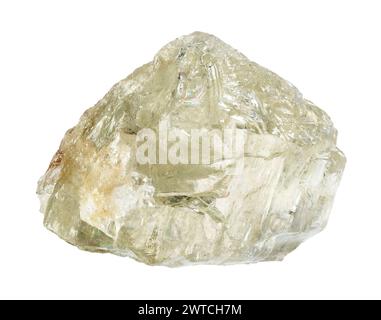 specimen of natural raw hiddenite mineral cutout on white background Stock Photo