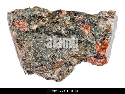 specimen of natural raw gneissoid granite mineral cutout on white background Stock Photo