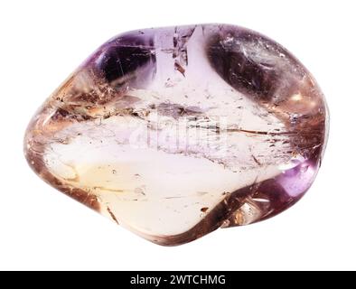 specimen of natural tumbled ametrine mineral cutout on white background Stock Photo