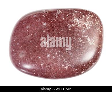 specimen of natural polished red brown quartzite rock cutout on white background Stock Photo