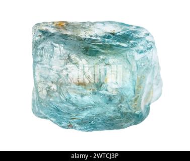 specimen of natural raw starlite blue zircon crystal cutout on white background Stock Photo