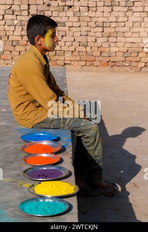 people of rural areas are celebrating holi festival in Punjab , Pakistan Stock Photo