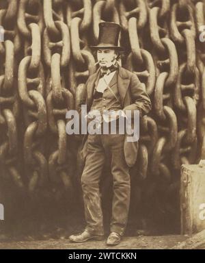 ISAMBARD KINGDOM BRUNEL  (1806-1859) British civil engineer and mathematician photographed in front of the launching chains of the SS Great Britain by Robert Howlett in 1857 Stock Photo