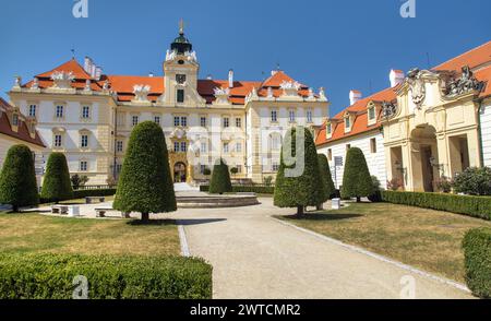 Baroque chateau in Valtice town, front view of the palace, Lednice and Valtice area, South Moravia, Czech Republic Stock Photo