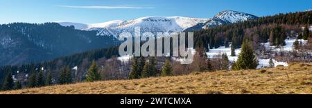 Winter view from Velka Fatra mountains, panorama of mount Ostredok, Slovakia Stock Photo