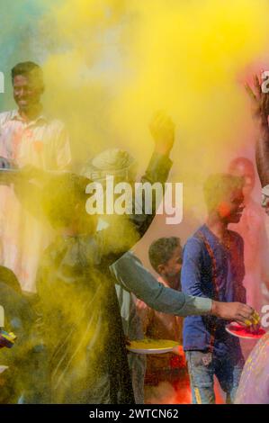 people of rural areas are celebrating holi festival in Punjab , Pakistan Stock Photo