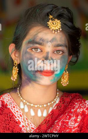 people of rural areas are celebrating holi festival in Punjab , Pakistan Stock Photo