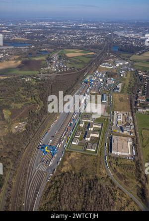 Luftbild, logport III, Dahlingstraße, Container Terminal, Friemersheim, Duisburg, Ruhrgebiet, Nordrhein-Westfalen, Deutschland, Duisburg-S ACHTUNGxMINDESTHONORARx60xEURO *** Aerial view, logport III, Dahlingstraße, Container Terminal, Friemersheim, Duisburg, Ruhr area, North Rhine-Westphalia, Germany, Duisburg S ACHTUNGxMINDESTHONORARx60xEURO Stock Photo