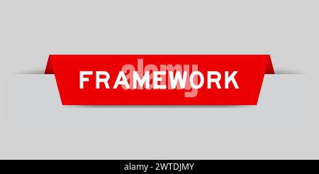 Red color inserted label with word framework on gray background Stock Vector