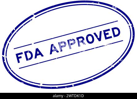 Grunge blue FDA approved word oval rubber seal stamp on white background Stock Vector