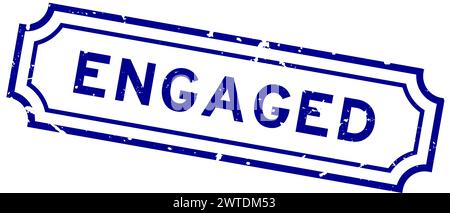 Grunge blue engaged word rubber seal stamp on white background Stock Vector
