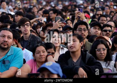 Non Exclusive: March 16, 2024, Mexico City, Mexico: Singer Laura Itandehui, performs during  a free concert as part of the 'Time for Women: Festival f Stock Photo